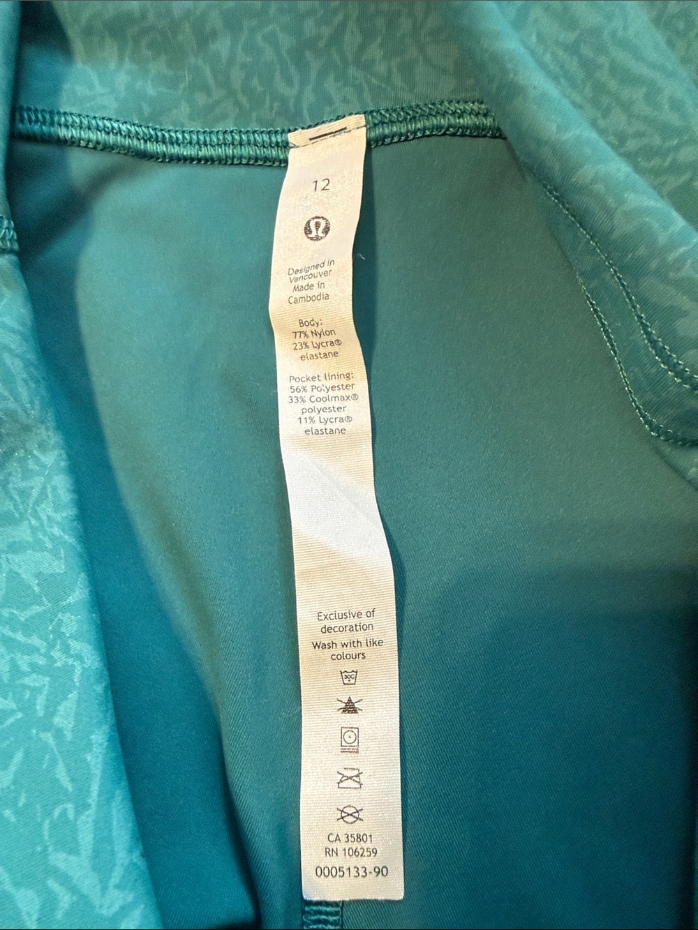 Lululemon Teal High-Waist Leggings 12 -Like New! - Picture 6 of 8